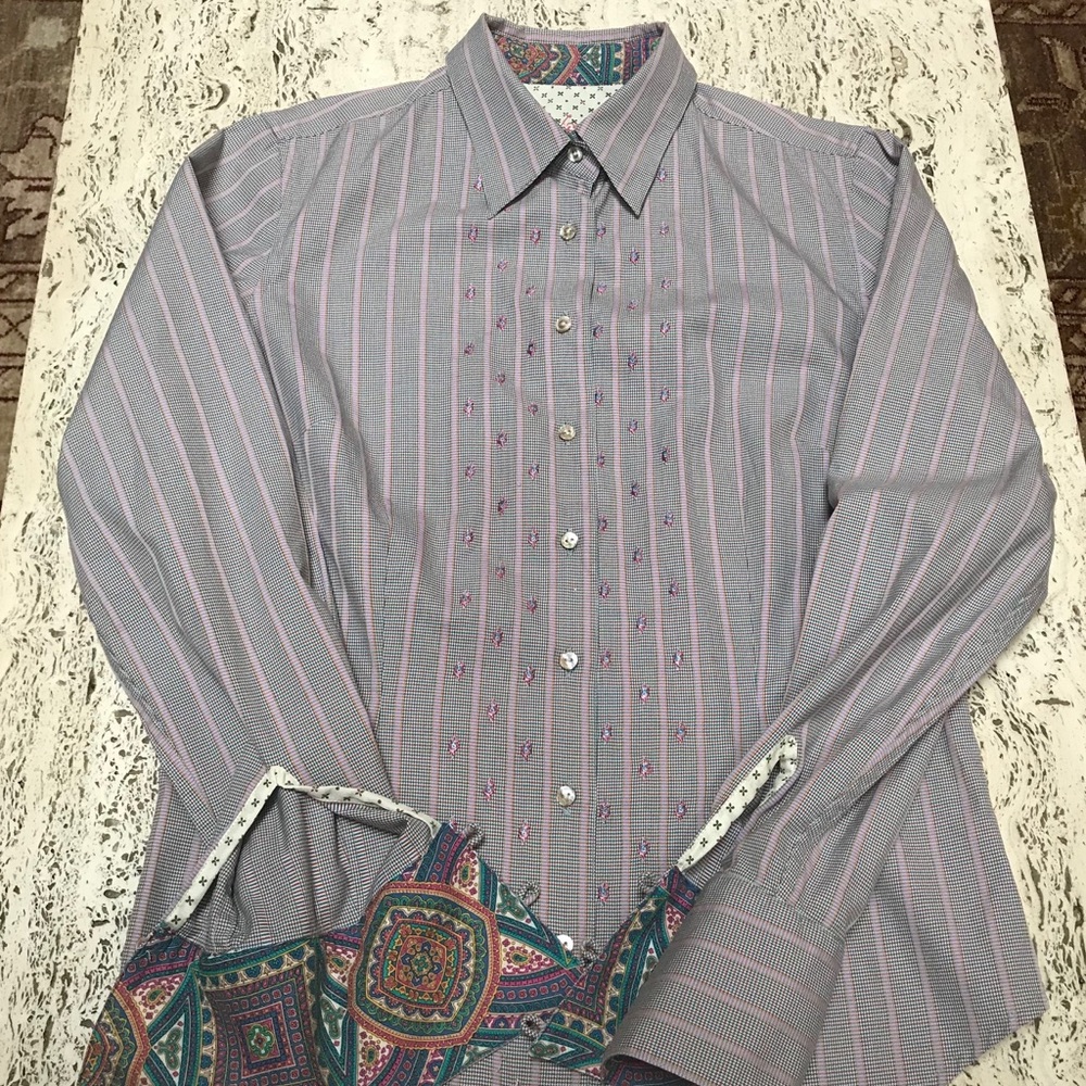 Robert graham sz s embroidered tux purple paisley